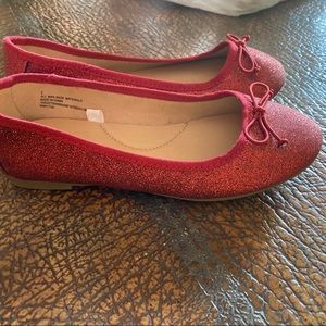 Girls red sparkly flats